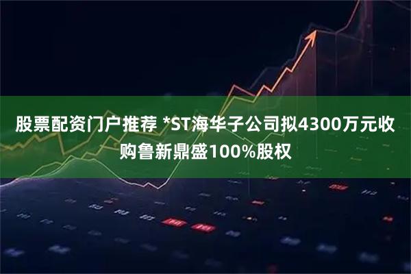 股票配资门户推荐 *ST海华子公司拟4300万元收购鲁新鼎盛100%股权