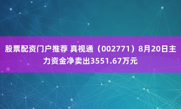 股票配资门户推荐 真视通（002771）8月20日主力资金净卖出3551.67万元